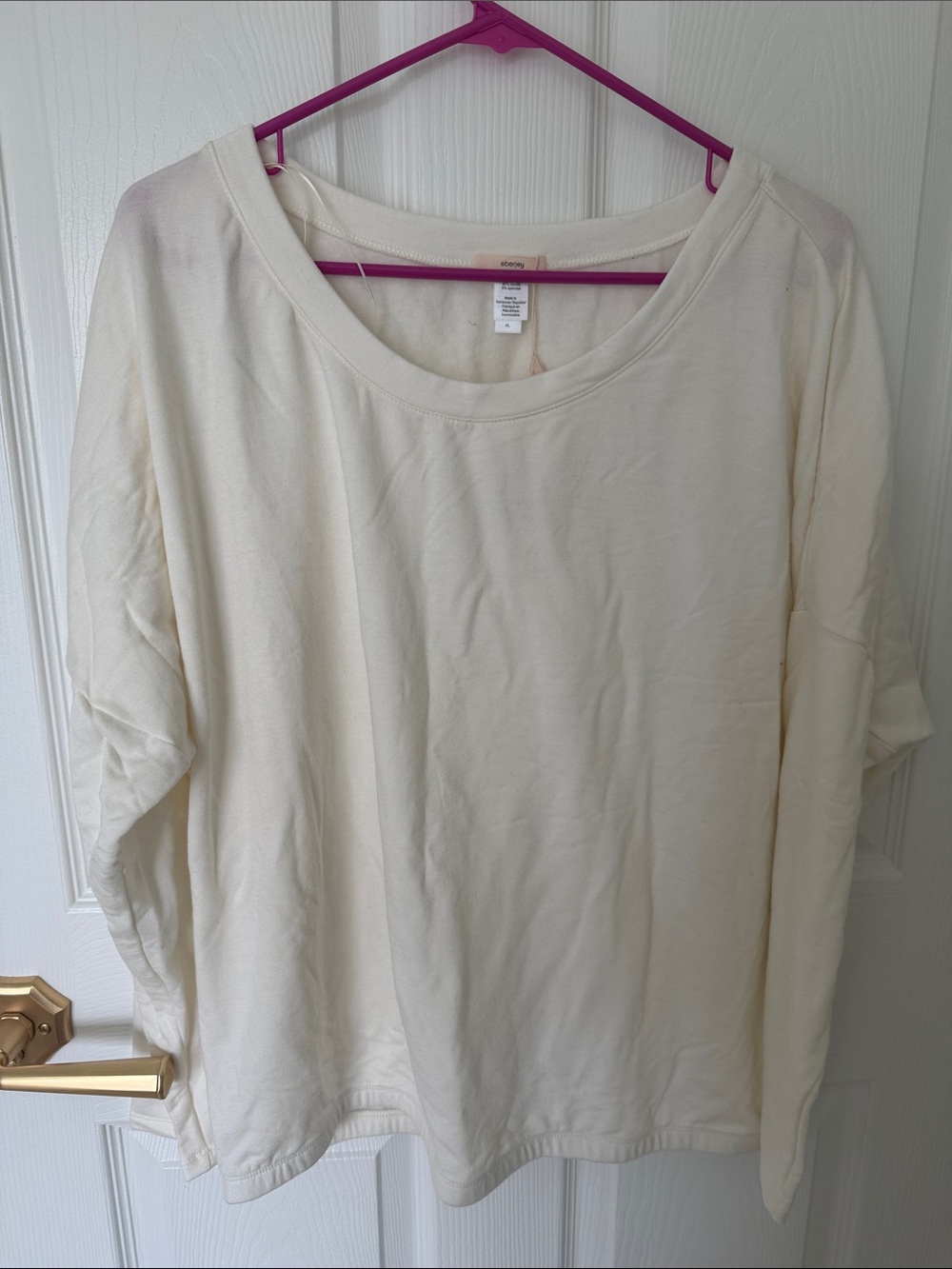 Eberjey Cream Long-Sleeve Pullover Top
